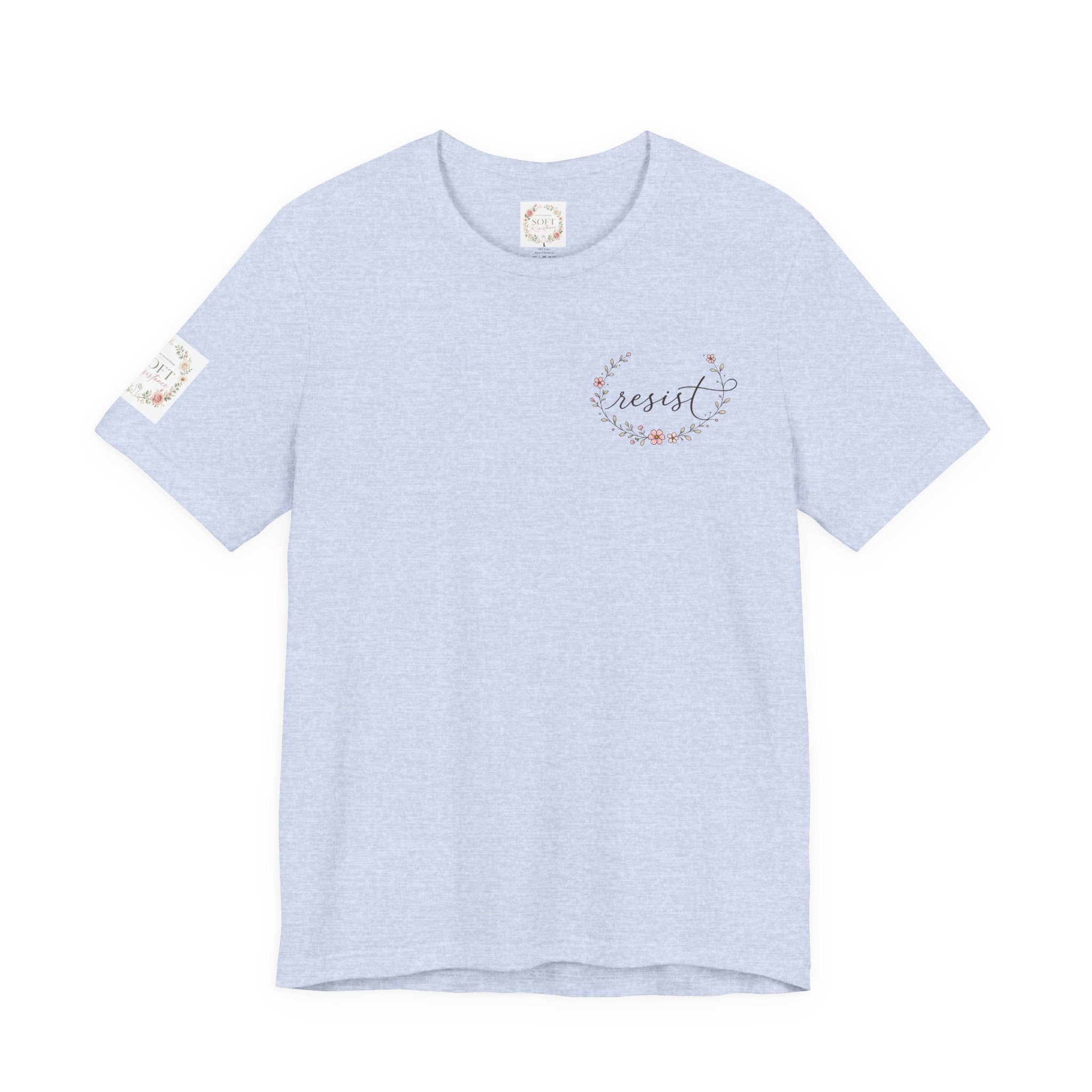 Kitty Resist AI Data Floral Tee — Feminine 'Resist' Graphic T-Shirt