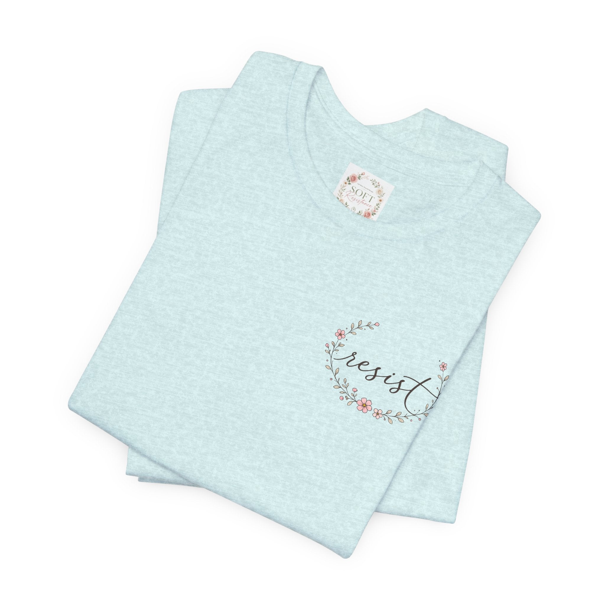 Kitty Resist AI Data Floral Tee — Feminine 'Resist' Graphic T-Shirt