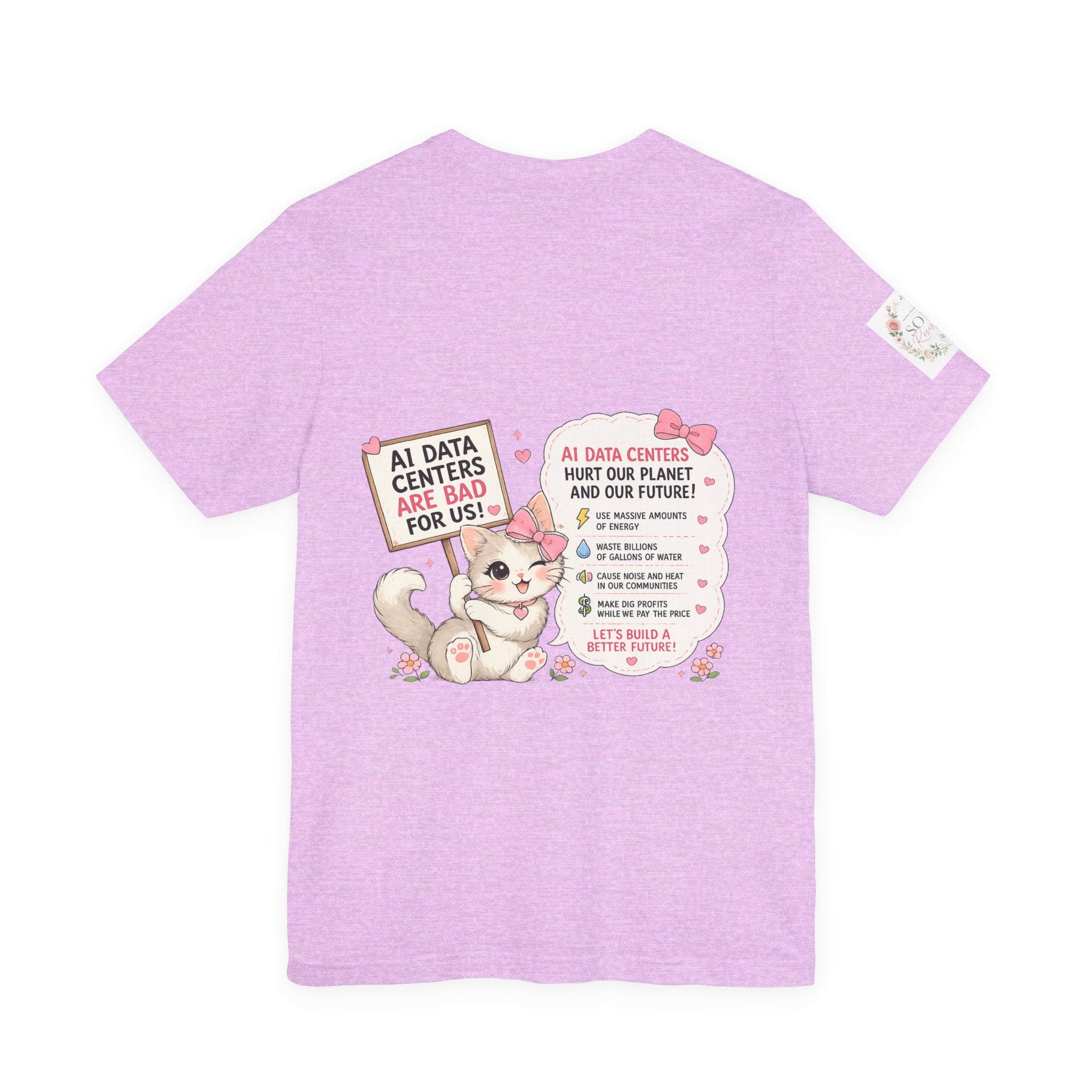 Kitty Resist AI Data Floral Tee — Feminine 'Resist' Graphic T-Shirt