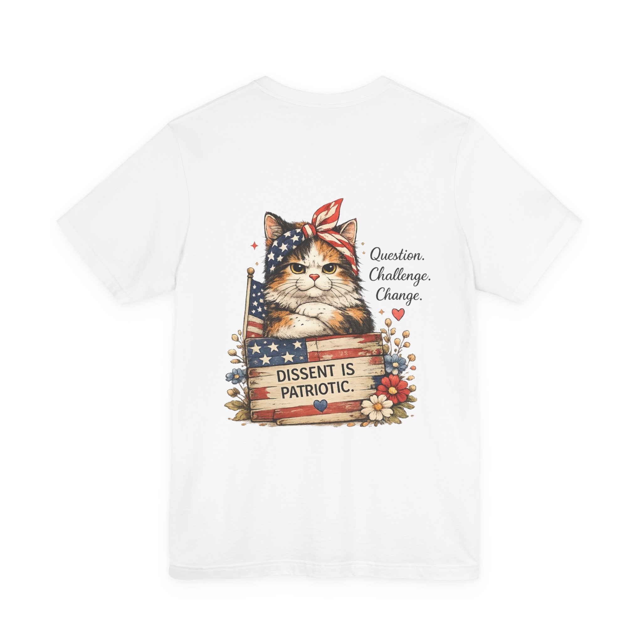 Dissent Is Patriotic Cat Tee — Patriotic Vintage Flag Cat Graphic T-Shirt