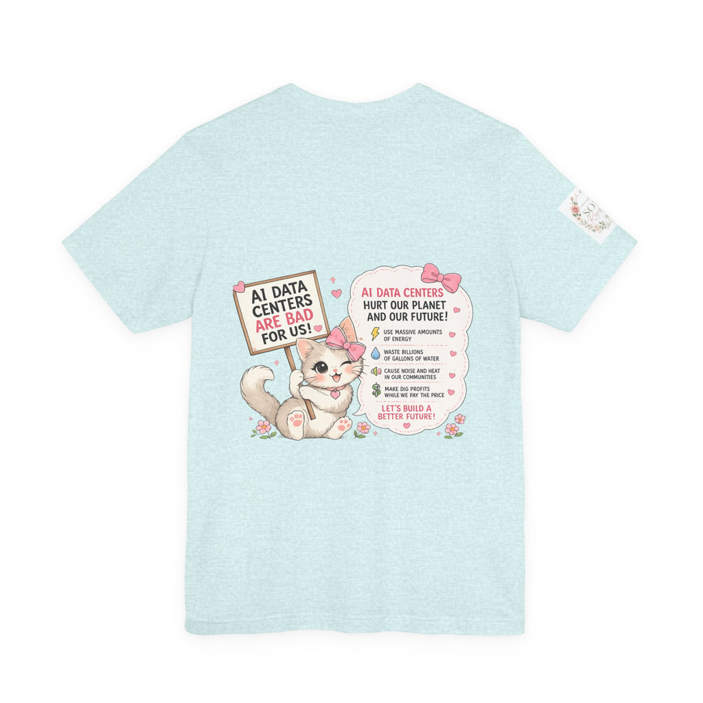 Kitty Resist AI Data Floral Tee — Feminine 'Resist' Graphic T-Shirt