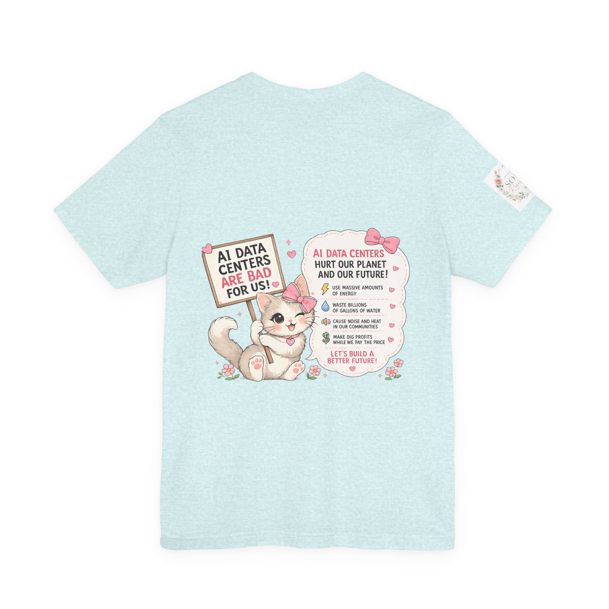 Kitty Resist AI Data Floral Tee — Feminine 'Resist' Graphic T-Shirt